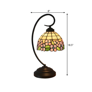 Vintage Floral Tiffany Cone Stained Glass Desk Lamp Zawala #size