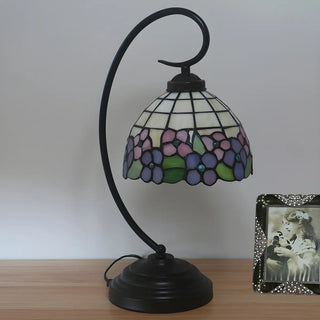 Vintage Floral Tiffany Cone Stained Glass Desk Lamp Zawala Image - 5