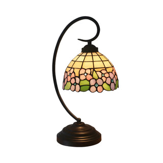 Vintage Floral Tiffany Cone Stained Glass Desk Lamp Zawala Image - 6