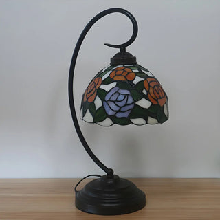 Vintage Floral Tiffany Cone Stained Glass Desk Lamp Zawala Image - 7