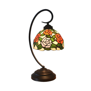 Vintage Floral Tiffany Cone Stained Glass Desk Lamp Zawala Image - 8