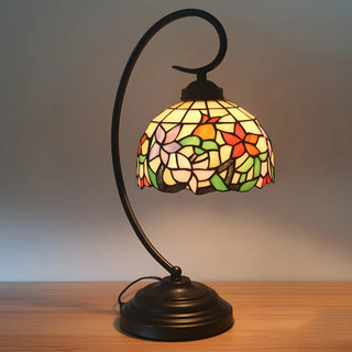 Vintage Floral Tiffany Cone Stained Glass Desk Lamp Zawala Image - 9
