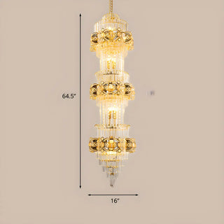 Luxury 3 Tiers Grand Golden Clear Crystal Chandelier Image - 4