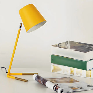 ZOWALA - Simple Yellow Barrel Shade Modern Metal Table Lamp Image - 3
