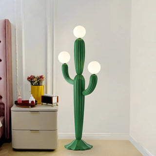 ZOWALA - Creative 3 Globe Lights Green Cactus Shaped Floor Lamp Image - 1