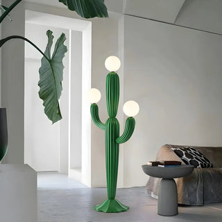 ZOWALA - Creative 3 Globe Lights Green Cactus Shaped Floor Lamp Image - 3