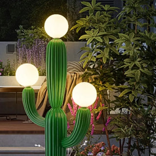 ZOWALA - Creative 3 Globe Lights Green Cactus Shaped Floor Lamp Image - 5