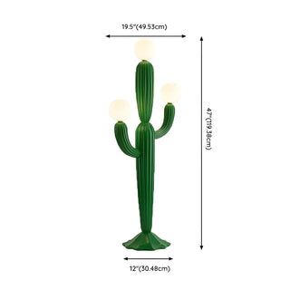 ZOWALA - Creative 3 Globe Lights Green Cactus Shaped Floor Lamp #size