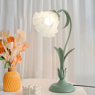 Elegant Bionic Flower White Bell Shade Table Lamp Zawala Image - 4