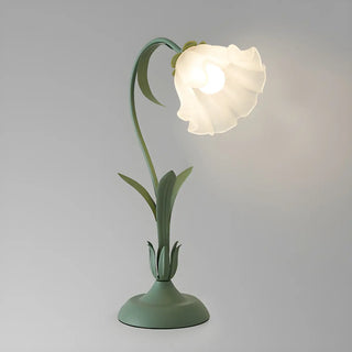 Elegant Bionic Flower White Bell Shade Table Lamp Zawala Image - 5