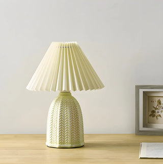 Simple Fabric Floral Pleated Shade Geometric Table Lamp Zawala Image - 8
