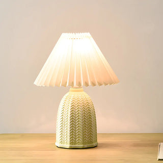 Simple Fabric Floral Pleated Shade Geometric Table Lamp Zawala Image - 3