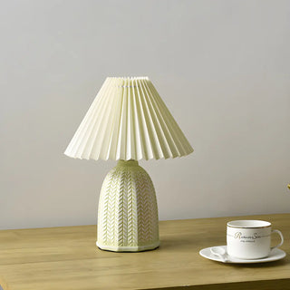 Simple Fabric Floral Pleated Shade Geometric Table Lamp Zawala Image - 9