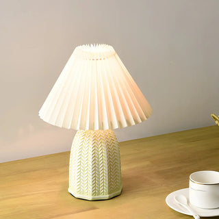 Simple Fabric Floral Pleated Shade Geometric Table Lamp Zawala Image - 4