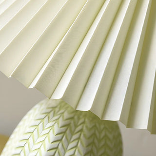 Simple Fabric Floral Pleated Shade Geometric Table Lamp Zawala Image - 10