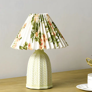 Simple Fabric Floral Pleated Shade Geometric Table Lamp Zawala Image - 5