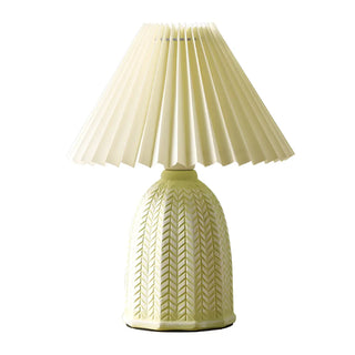 Simple Fabric Floral Pleated Shade Geometric Table Lamp Zawala Image - 12
