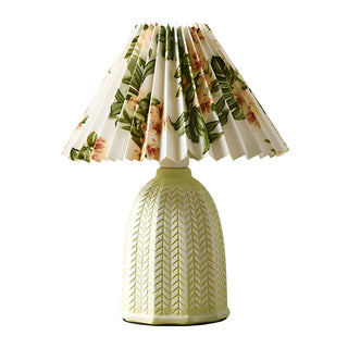 Simple Fabric Floral Pleated Shade Geometric Table Lamp Zawala Image - 13