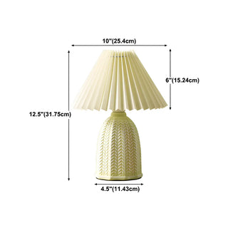 Simple Fabric Floral Pleated Shade Geometric Table Lamp Zawala #size