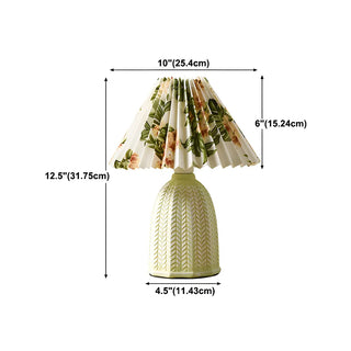 Simple Fabric Floral Pleated Shade Geometric Table Lamp Zawala Image - 15