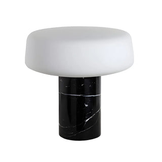 Simple White Geometric Column Stone Base Table Lamp Zawala Image - 13