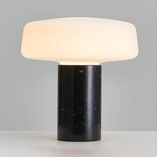 Simple White Geometric Column Stone Base Table Lamp Zawala Image - 7