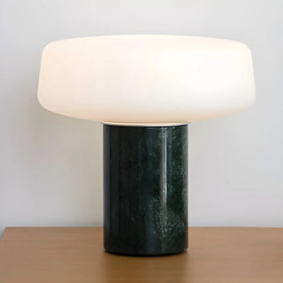 Simple White Geometric Column Stone Base Table Lamp Zawala Image - 9