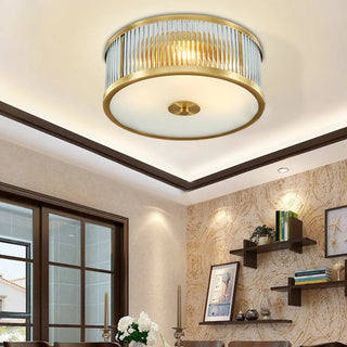 Bedroom Drum Gold Crystal Flush Mount Ceiling Light Zawala Image - 1