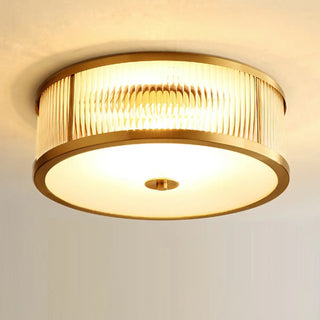 Bedroom Drum Gold Crystal Flush Mount Ceiling Light Zawala Image - 4