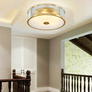 Bedroom Drum Gold Crystal Flush Mount Ceiling Light Zawala Image - 5