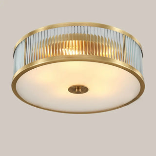 Bedroom Drum Gold Crystal Flush Mount Ceiling Light Zawala Image - 7