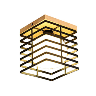 Hallway Black Square Cage Flush Mount Ceiling Light Zawala Image - 10