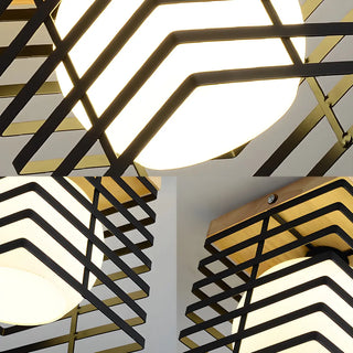Hallway Black Square Cage Flush Mount Ceiling Light Zawala Image - 5