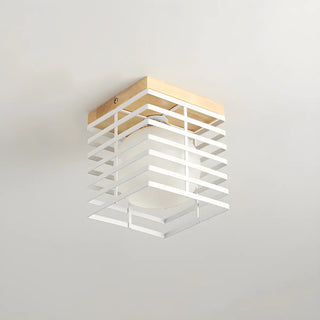 Hallway Black Square Cage Flush Mount Ceiling Light Zawala Image - 8