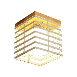Hallway Black Square Cage Flush Mount Ceiling Light Zawala Image - 9