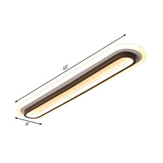 Hallway White Long Strip LED Flush Mount Ceiling Light Zawala Image - 13