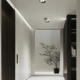 Hallway Black Cylinder Glass LED Flush Mount Light Zawala Image - 1