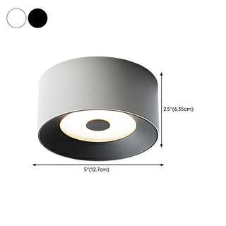 Hallway Black Cylinder Glass LED Flush Mount Light Zawala #size