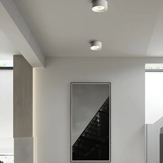 Hallway Black Cylinder Glass LED Flush Mount Light Zawala Image - 3