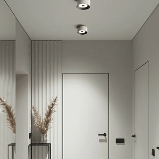 Hallway Black Cylinder Glass LED Flush Mount Light Zawala Image - 4