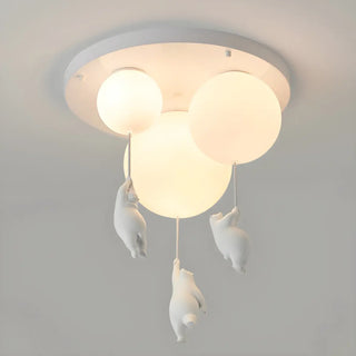 Hallway White Ball Hanging Bear Glass Flush Mount Light Zawala Image - 10