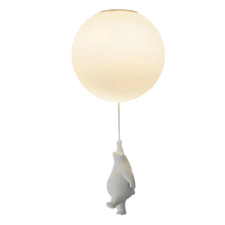 Hallway White Ball Hanging Bear Glass Flush Mount Light Zawala Image - 12