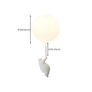 Hallway White Ball Hanging Bear Glass Flush Mount Light Zawala #size