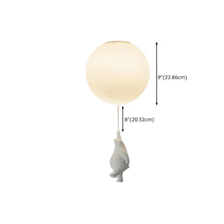 Hallway White Ball Hanging Bear Glass Flush Mount Light Zawala Image - 14