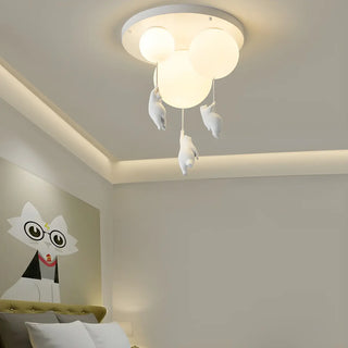 Hallway White Ball Hanging Bear Glass Flush Mount Light Zawala Image - 2