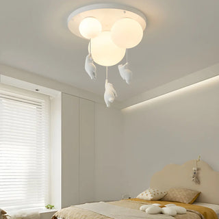 Hallway White Ball Hanging Bear Glass Flush Mount Light Zawala Image - 4