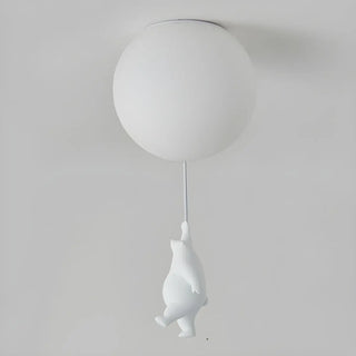 Hallway White Ball Hanging Bear Glass Flush Mount Light Zawala Image - 5