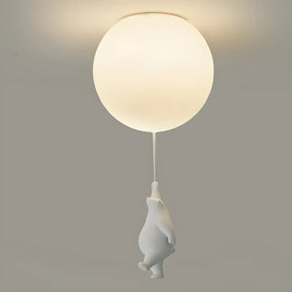 Hallway White Ball Hanging Bear Glass Flush Mount Light Zawala Image - 8
