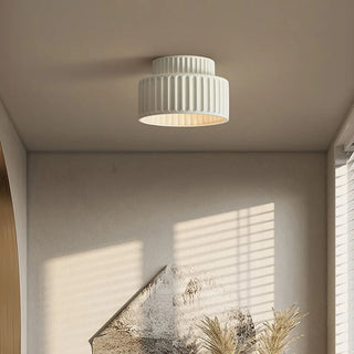 Hallway Modern Beige Cylinder Flush Mount Ceiling Light Zawala Image - 2