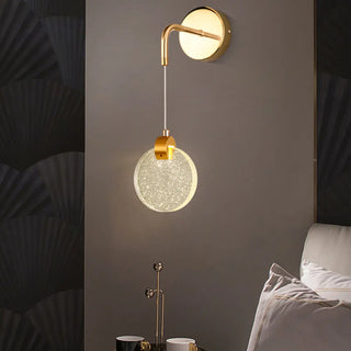 Hanging Crystal Gold Round Bedside LED Wall Sconce Zawala Image - 4